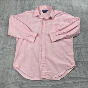 Polo Ralph Lauren Andrew Dress Shirt Mens 17 Pink Striped Classic Fit Button Up